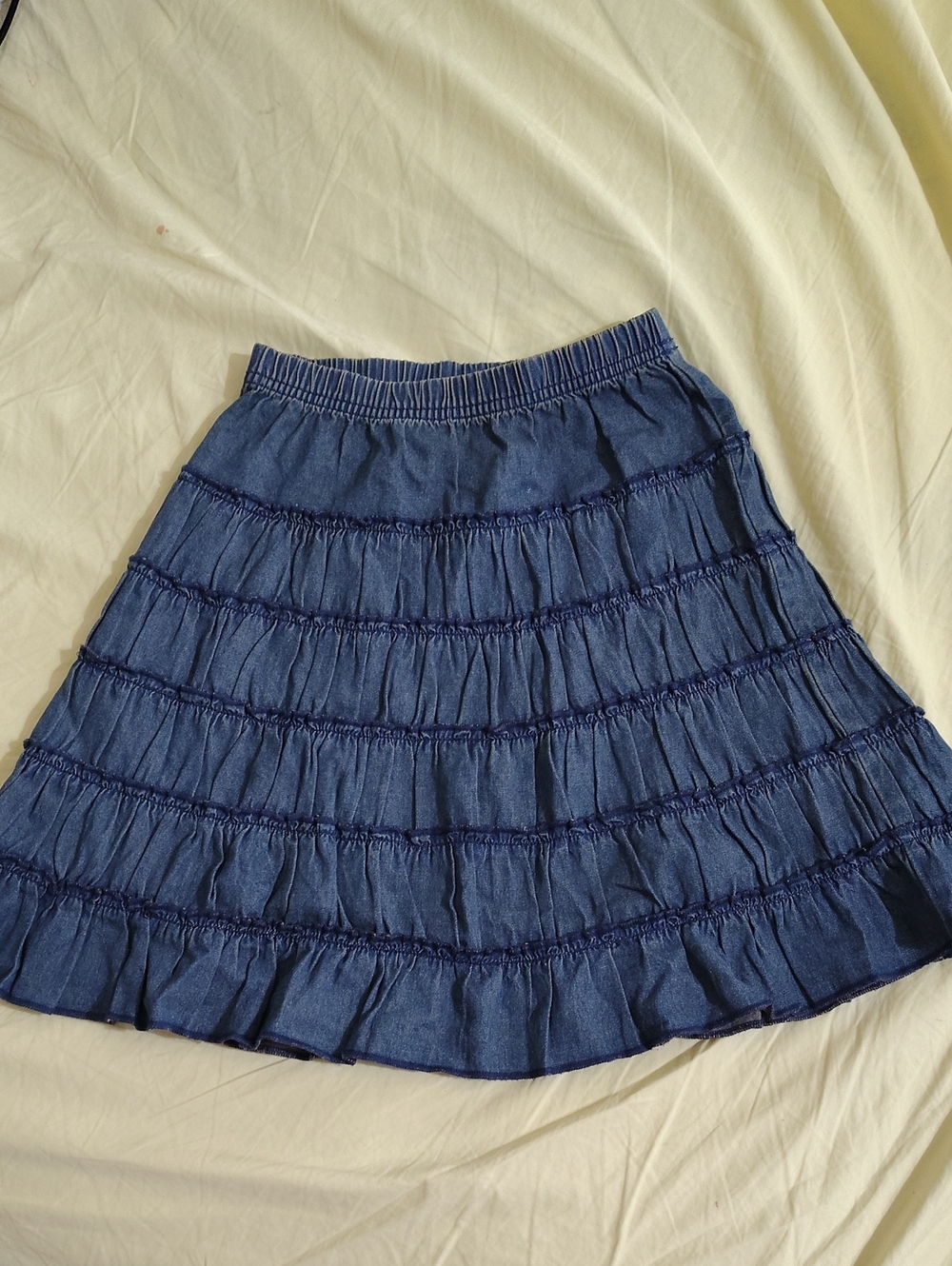 Hanna Anderson Navy Blue Tiered Denim A-Line Skirt